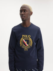 Polo Sweater Brushed Crest Navy