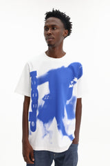 Diesel T-Shirt Knit Logo White-Blue