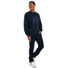 Polo Sweater Brushed Crest Embroidered Navy
