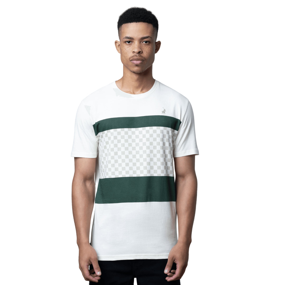 Polo T-Shirt Stripe Green-White