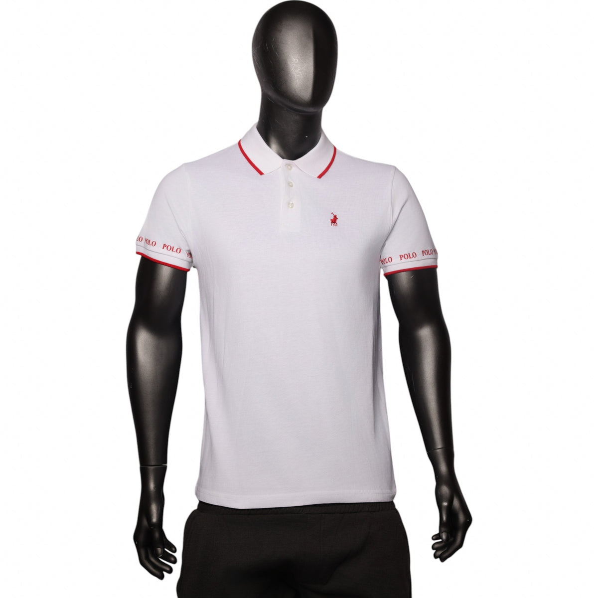 Polo Golfer Tipped Logo Pique White