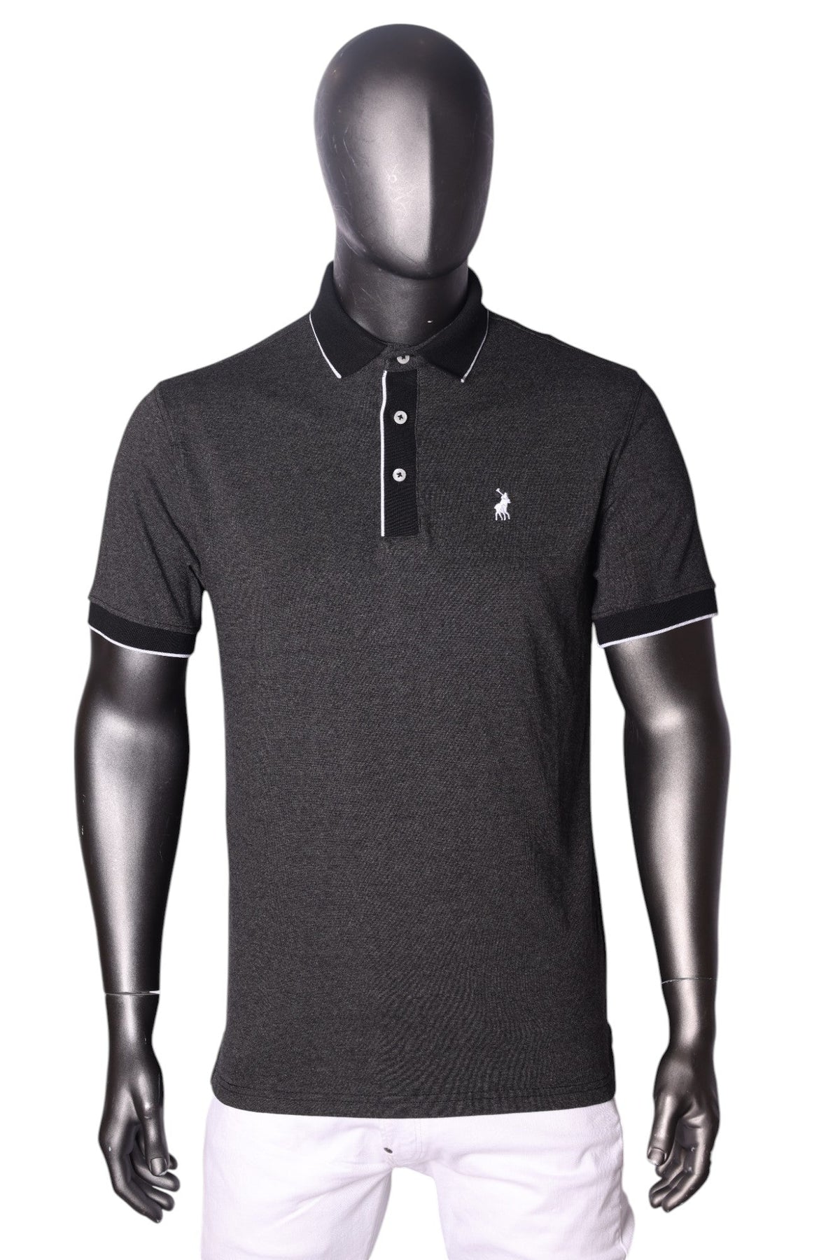 Polo Golfer Melange Tipped Black