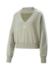 Puma Sweater Ladies Luxe Sport T7 Cropped Pebble Grey