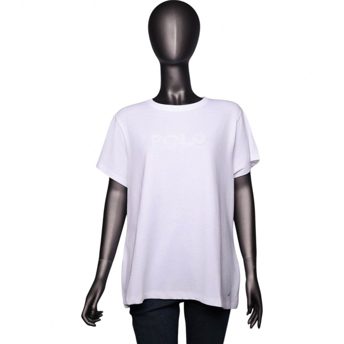 Polo T-Shirt Ladies Addison Beaded Classic White