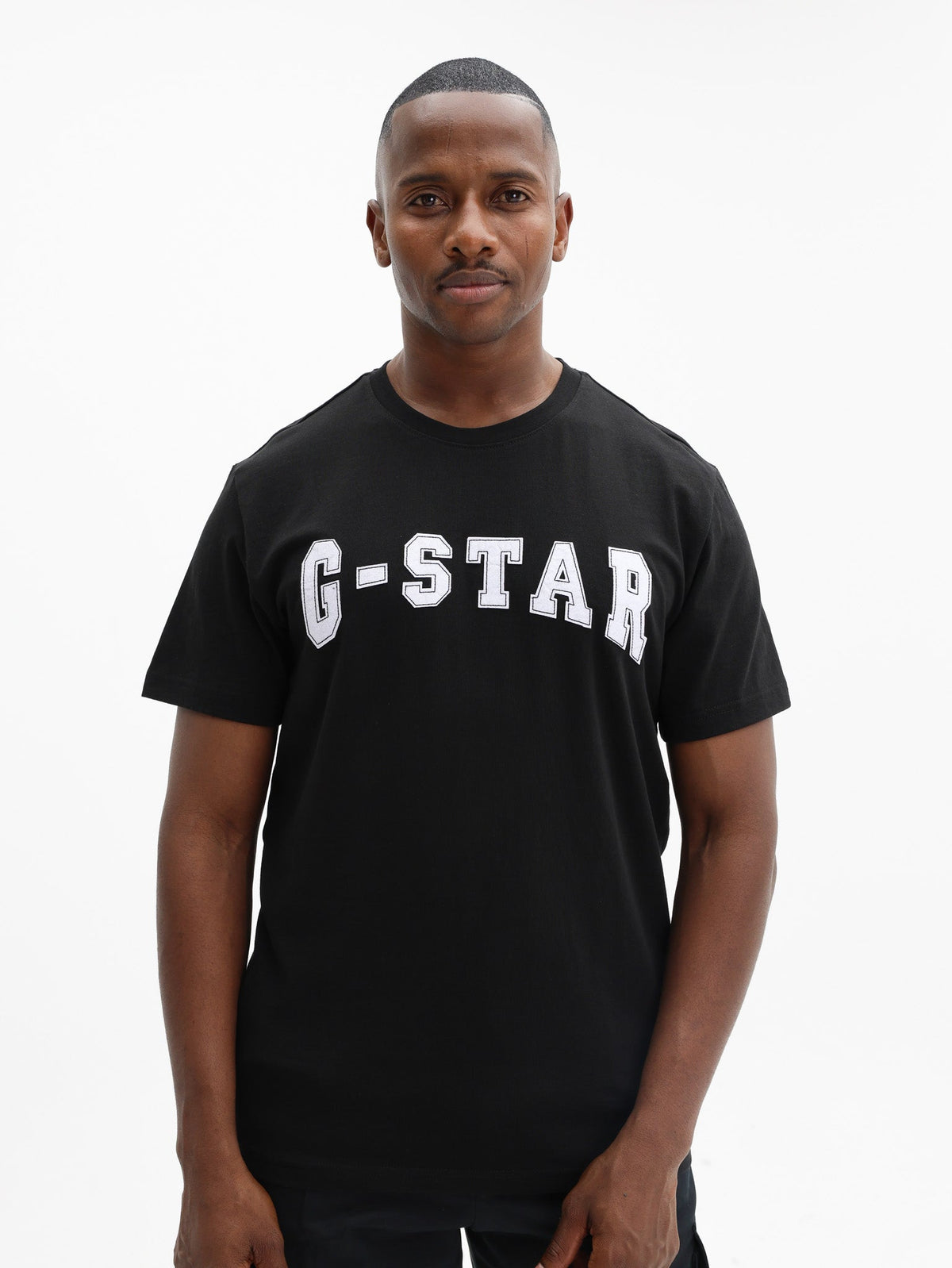 G-STAR T-SHIRT FELT LOGO DARK BLACK