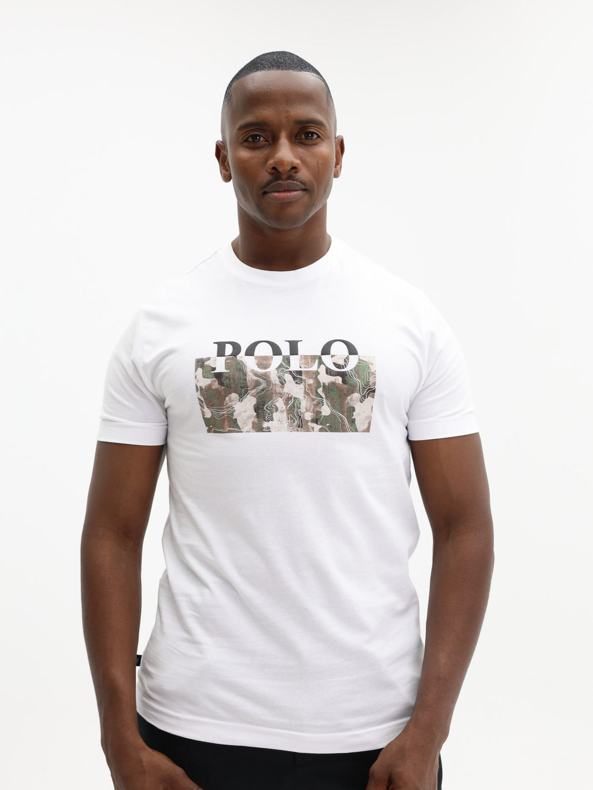 POLO T-SHIRT TYPOGRAPHY PRINTED WHITE