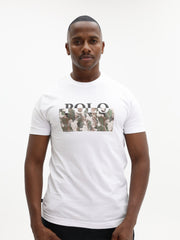 POLO T-SHIRT TYPOGRAPHY PRINTED WHITE