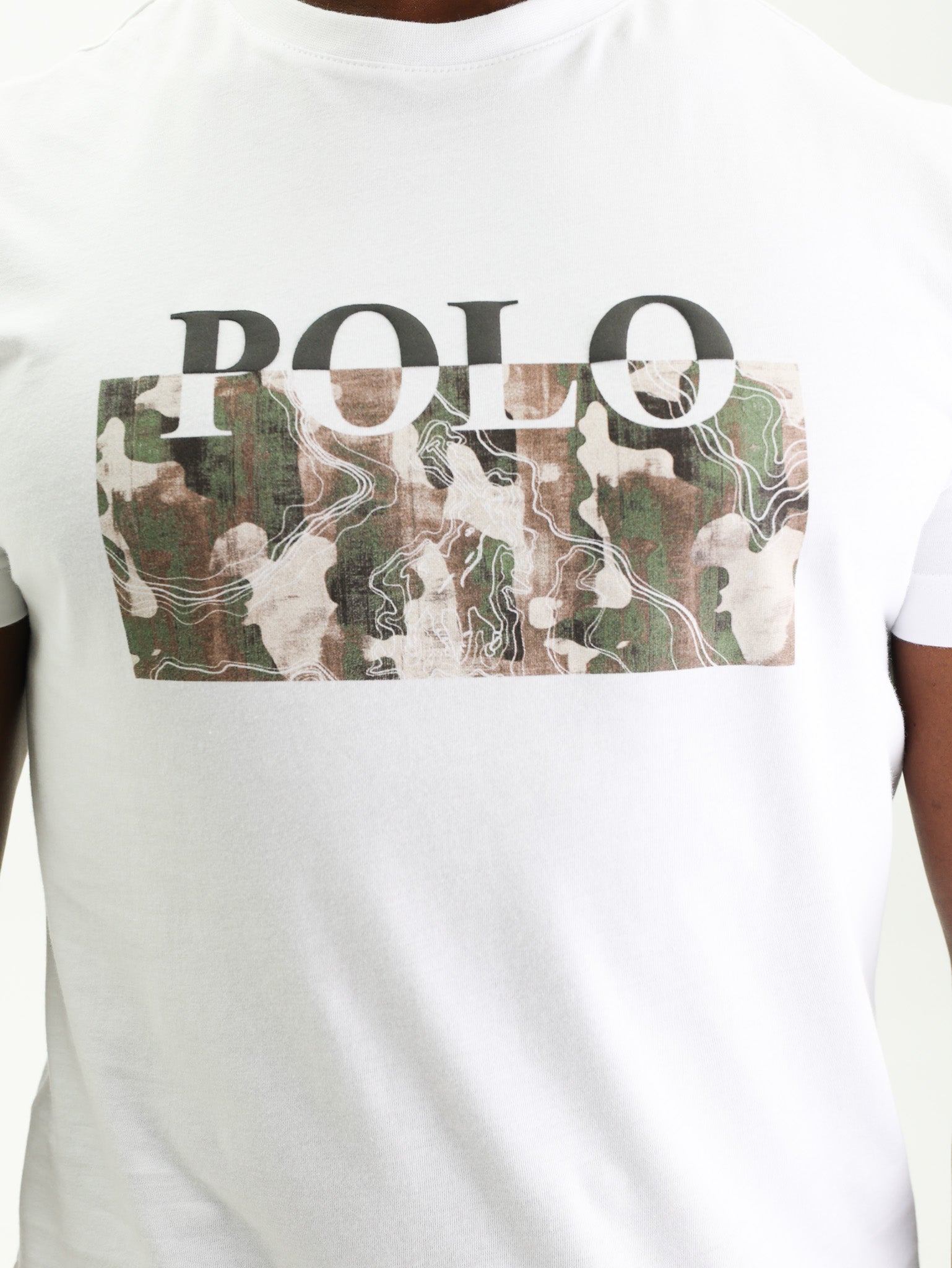 POLO T-SHIRT TYPOGRAPHY PRINTED WHITE