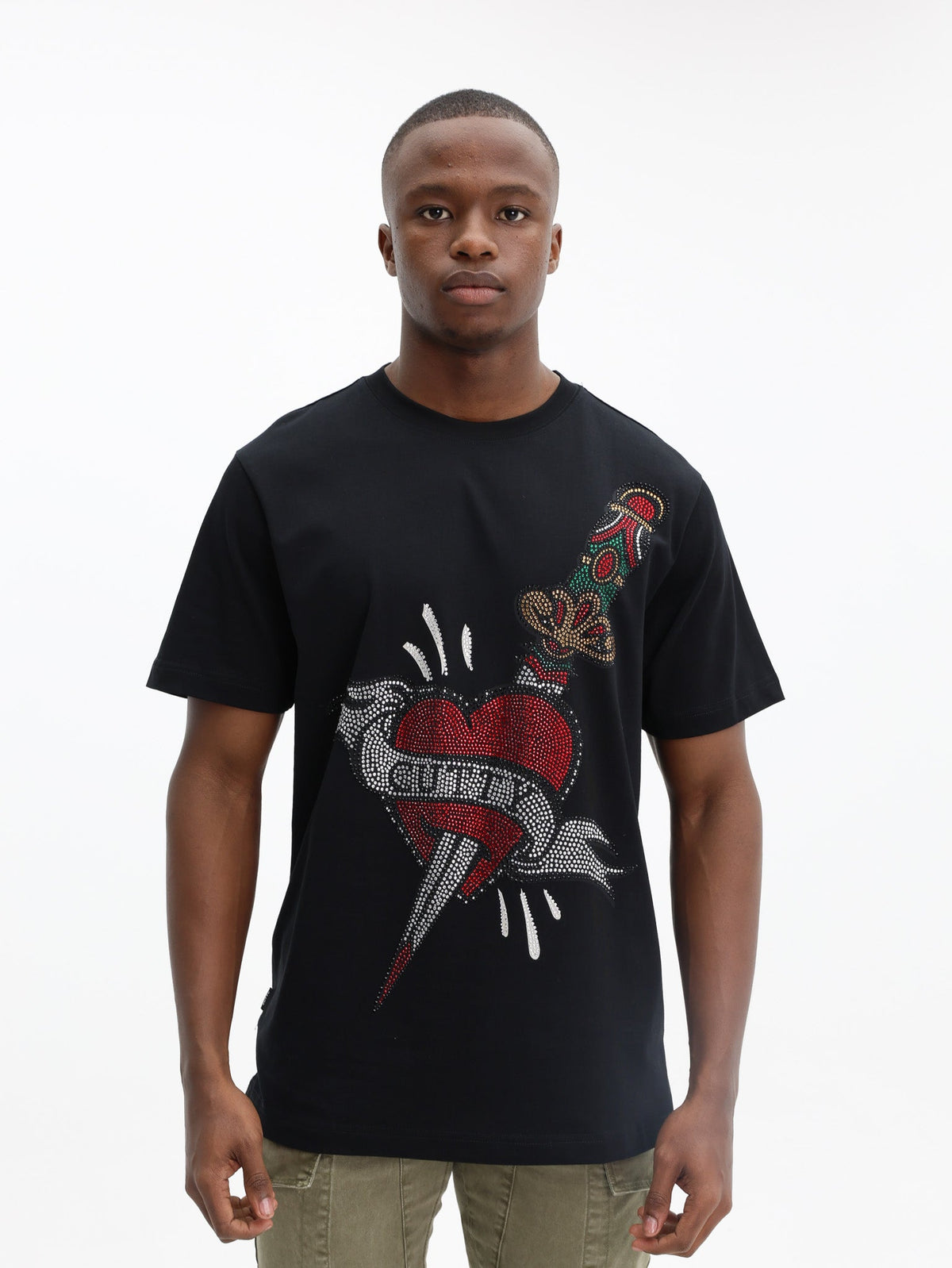 Cutty T-Shirt Bling Dagger In Heart Black