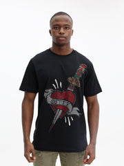 Cutty T-Shirt Bling Dagger In Heart Black