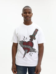 Cutty T-Shirt Bling Dagger In Heart White