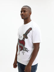 Cutty T-Shirt Bling Dagger In Heart White