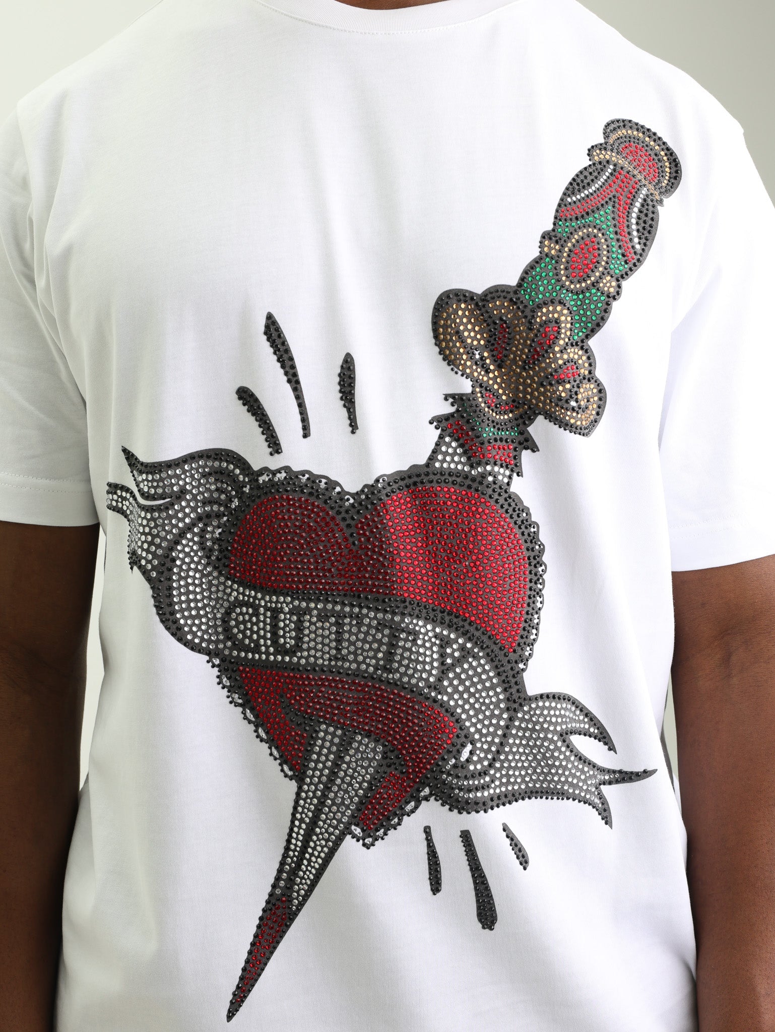 Cutty T-Shirt Bling Dagger In Heart White