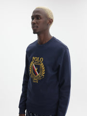 Polo Sweater Brushed Crest Navy