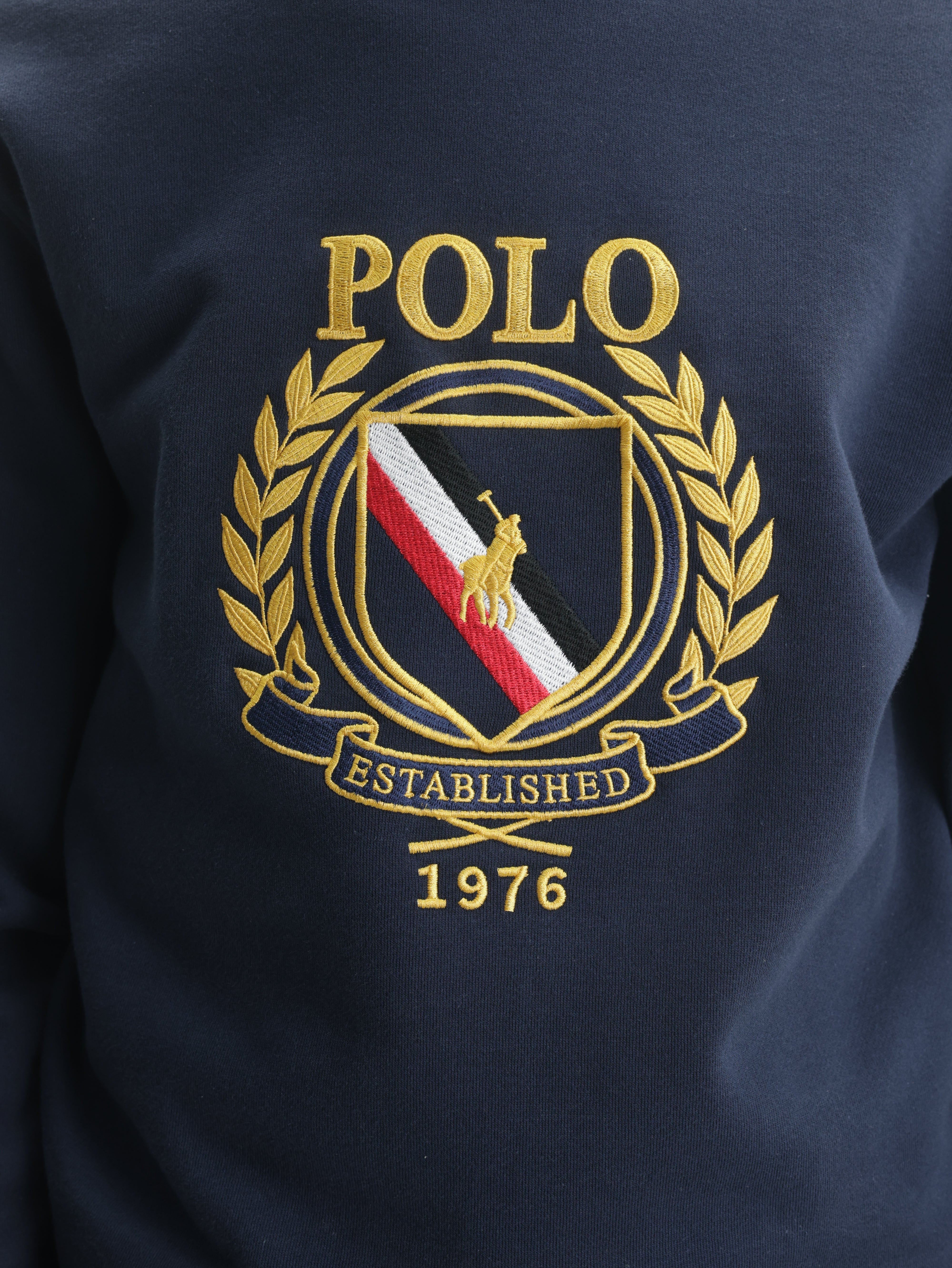 Polo Sweater Brushed Crest Navy
