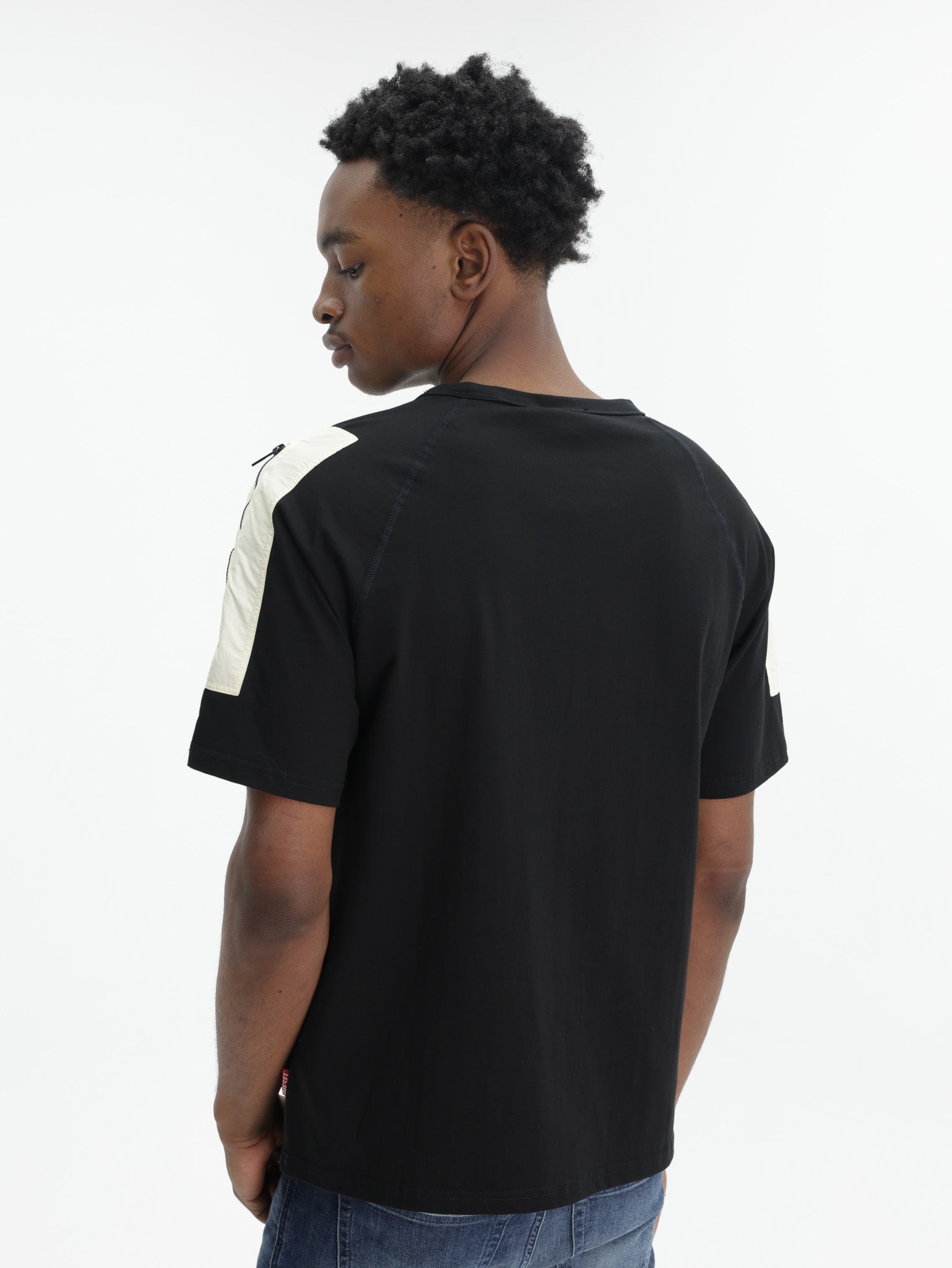 Diesel Crew Tee Fausty Double Sleeve Zip Black