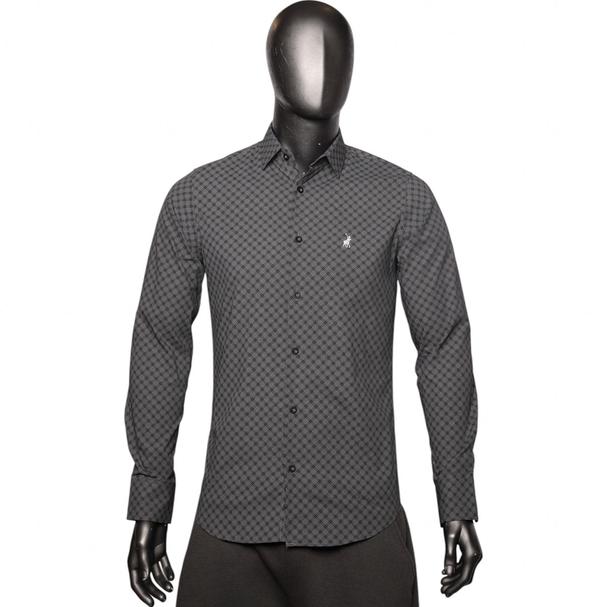 Polo Shirt Long-Sleeve Geo Black