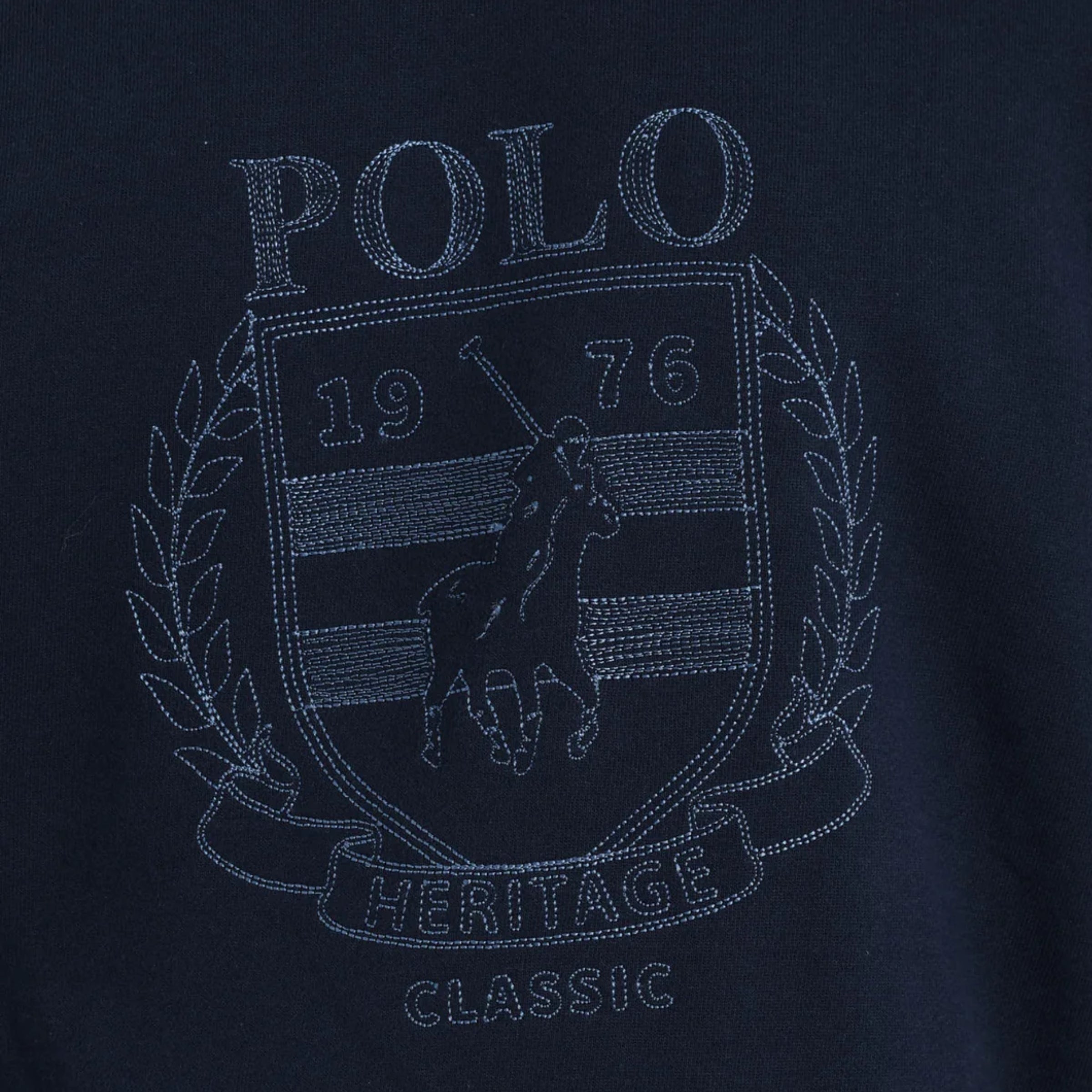 Polo Sweater Brushed Crest Embroidered Navy