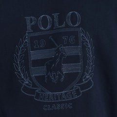 Polo Sweater Brushed Crest Embroidered Navy
