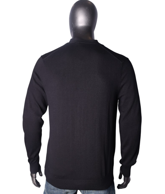 Polo Cardigan Plain Black