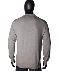 Polo Cardigan Plain Grey Melange