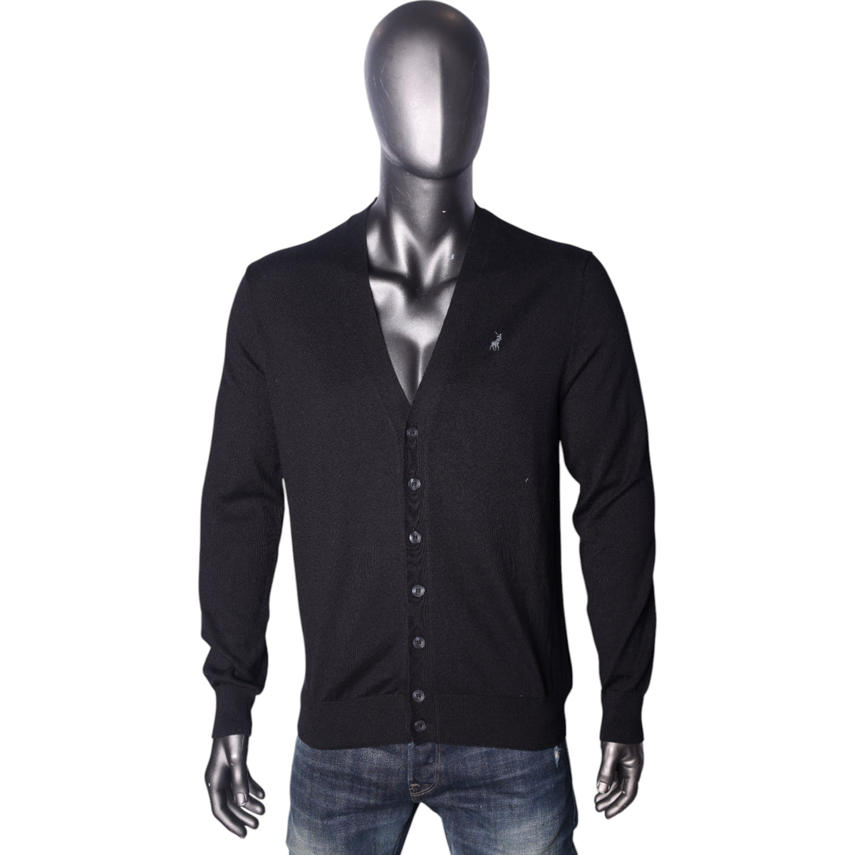 Polo Cardigan Plain Black