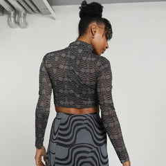 Puma Lds Sweater Crop Winter Rink See Through Purple